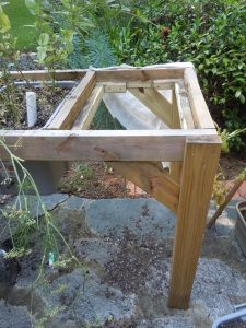 you can put the tub on a patio wall or build a three tub bench like I did