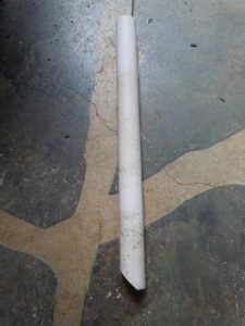 now cut a piece of 1" plastic pipe long enough to extend above the top of the tub